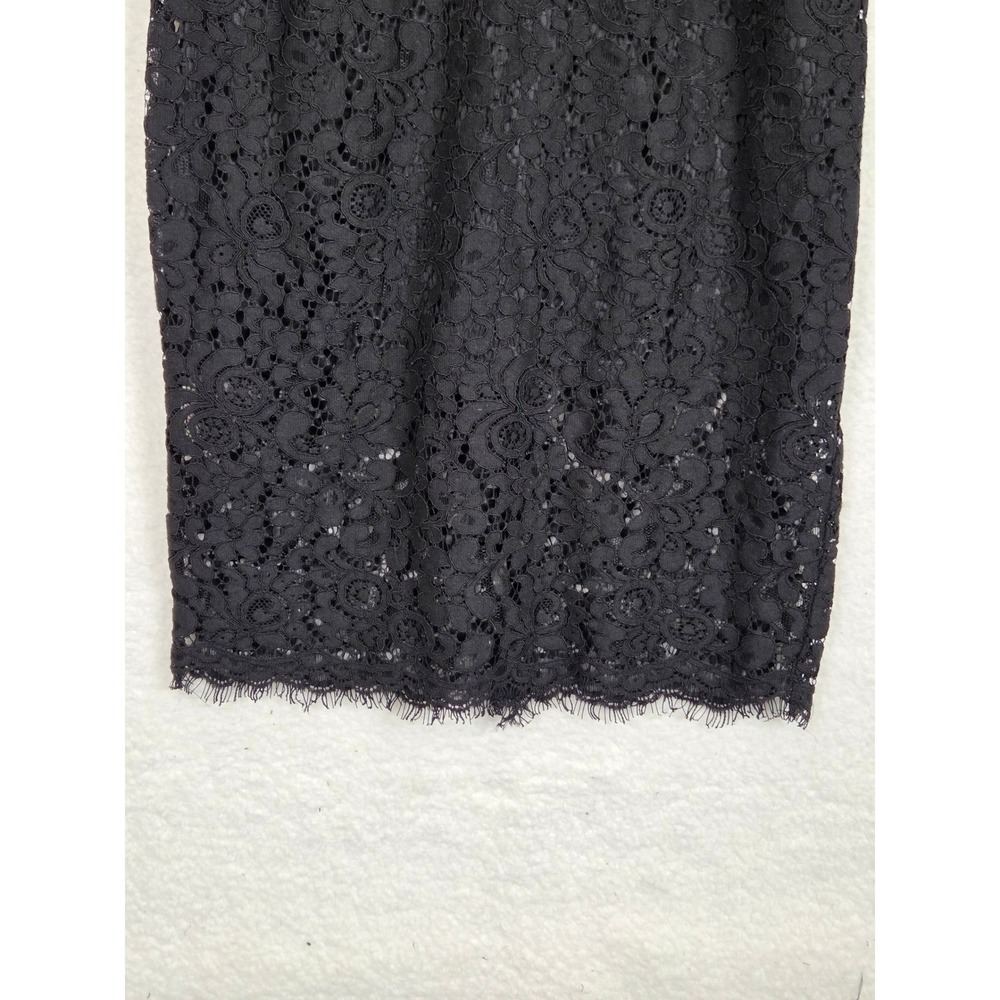 Express Little Black Lace Dress Eyelash Trim Event Date Fitted Babydoll Coquette - Picture 4 of 10